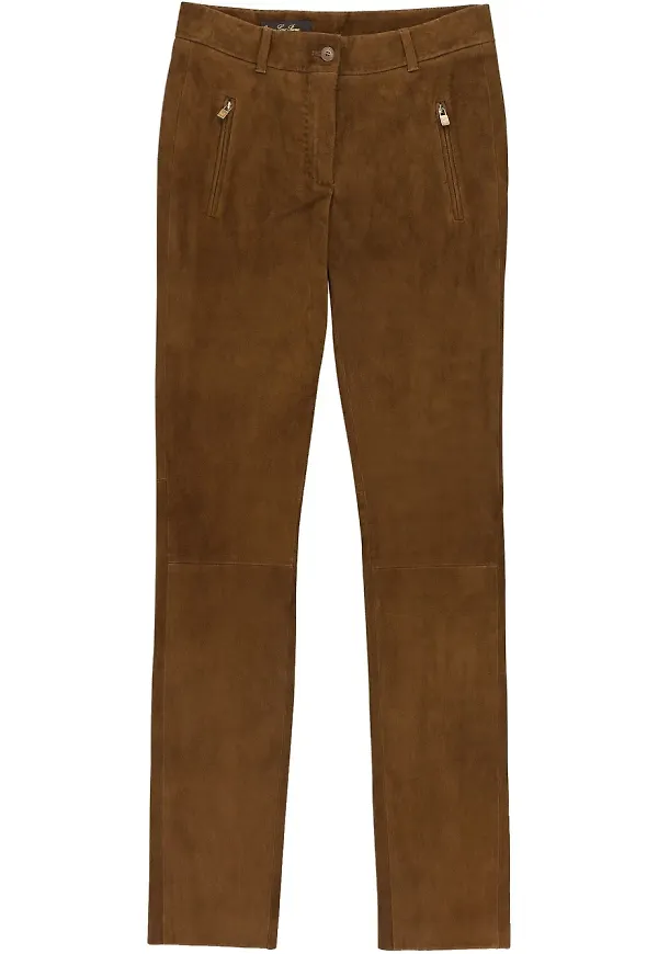 Loro Piana raka fårskinnsbyxor - Brun