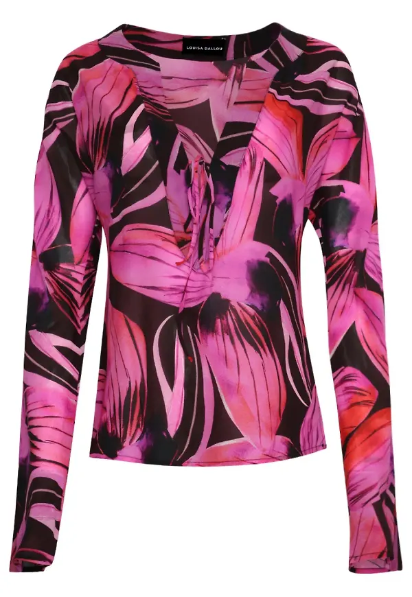 Louisa Ballou blommig blus - Rosa