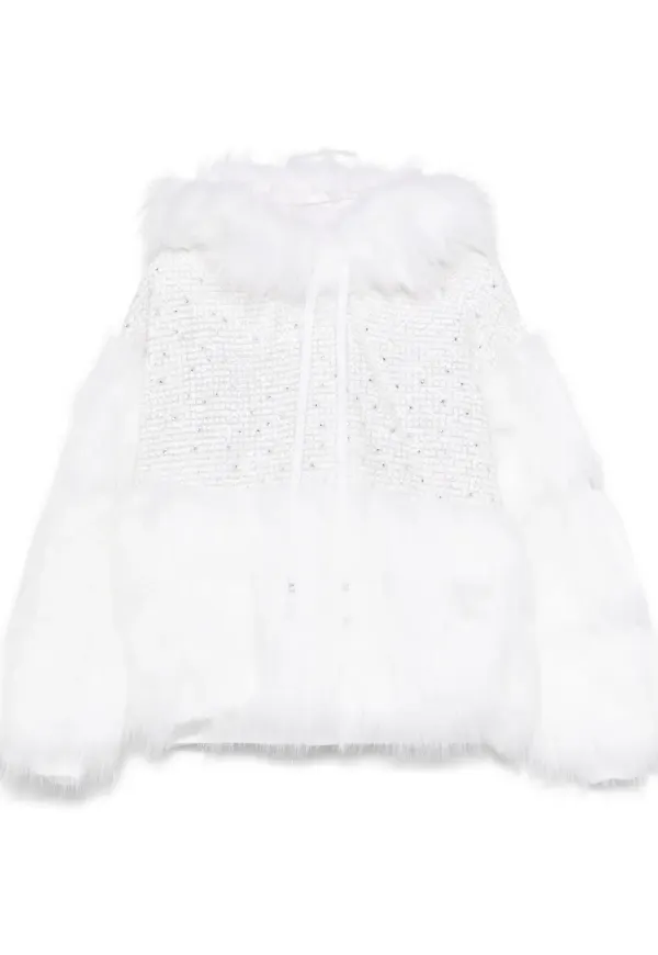Loulou hoodie i konstpäls - Vit