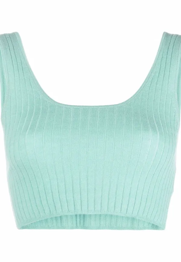Loulou Studio ribbad croptop - Grön