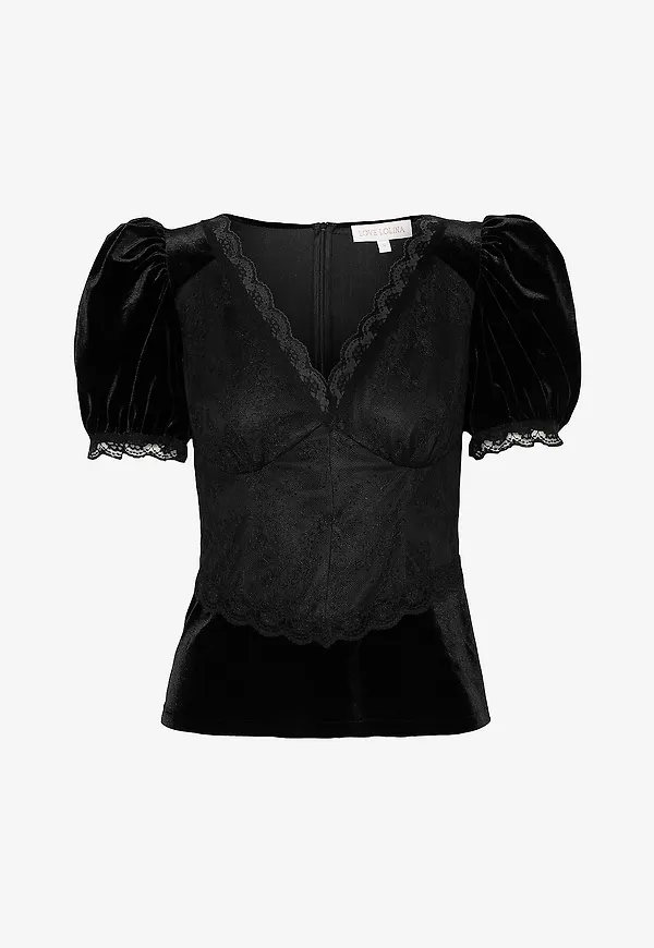 Love Lolina - Blus Francis Velvet Top - Svart