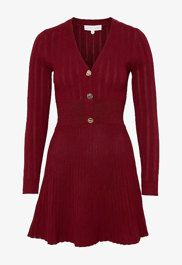 Love Lolina - Klänning Connie Knitted Mini Dress - Röd