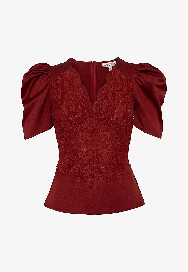 Love Lolina - Kortärmad blus Francis Top - Röd