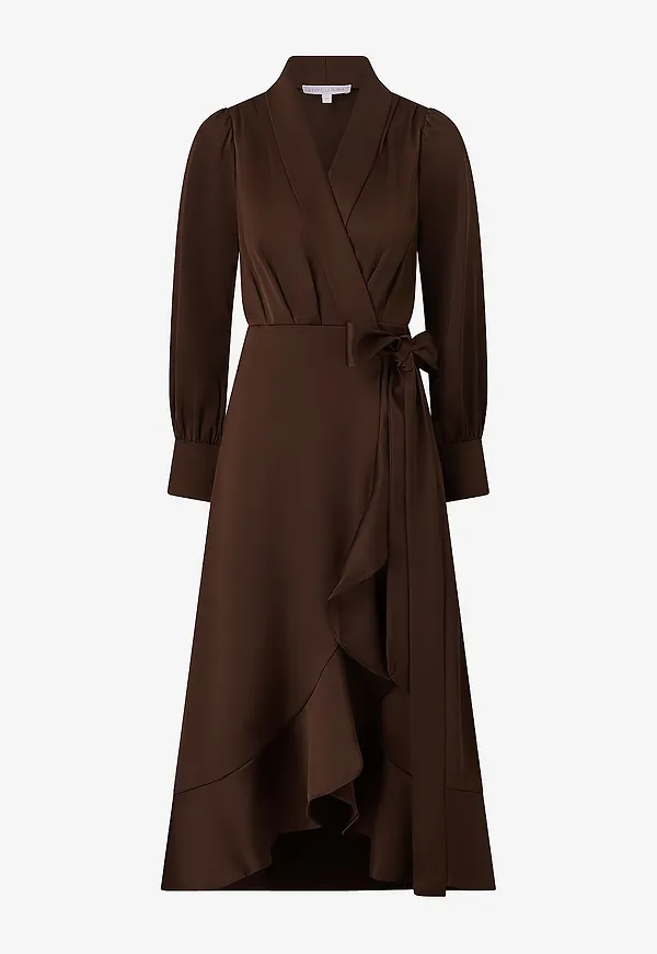 Love Lolina - Satinklänning Iza Midi Dress - Brun
