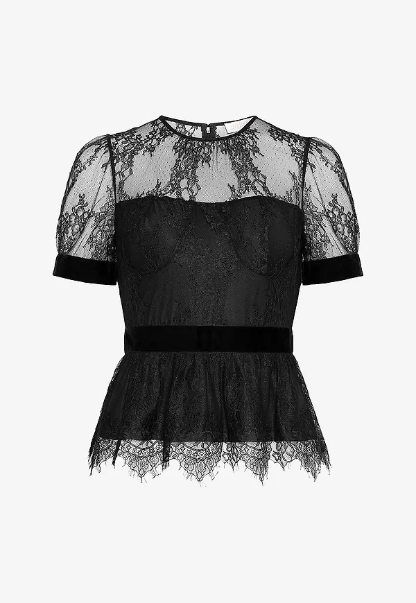 Love Lolina - Spetsblus Sam Top - Svart