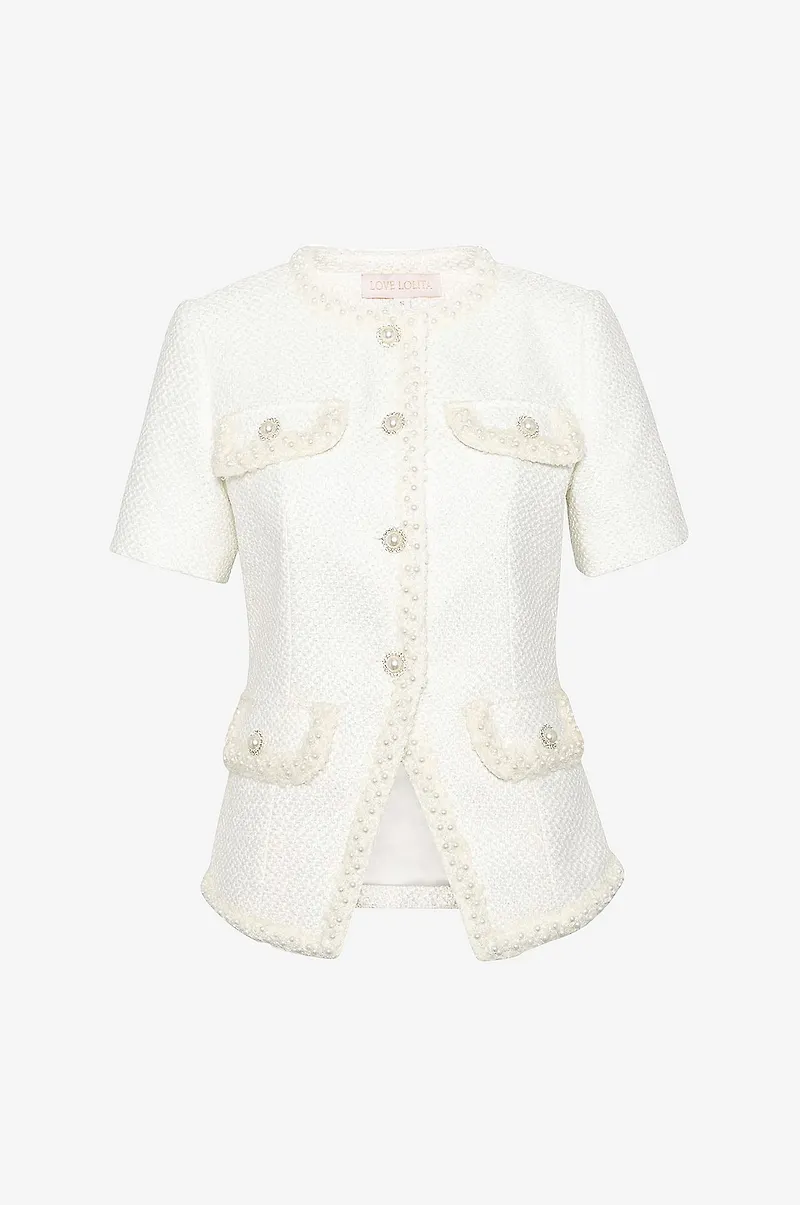 Love Lolina - Topp Abbot i tweed - Vit