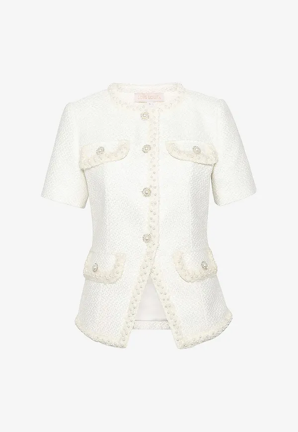 Love Lolina - Topp Abbot i tweed - Vit