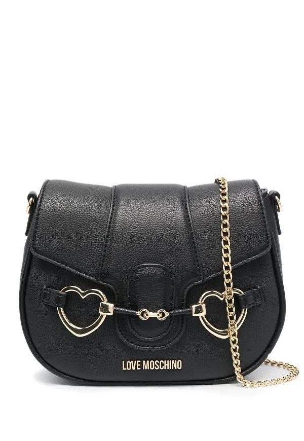 Love Moschino axelremsväska med hjärta - Svart