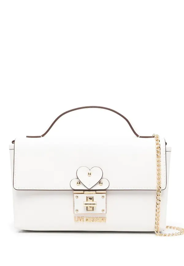 Love Moschino axelremsväska med logotyp - Vit