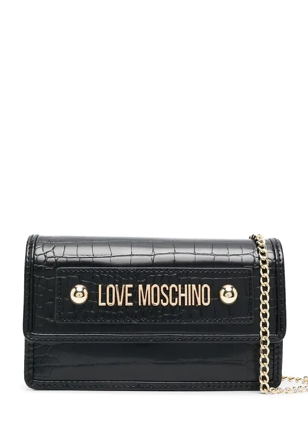 Love Moschino axelremsväska med logotypplakett - Svart