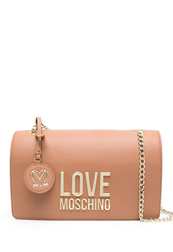 Love Moschino axelväska med logotypplakett - Brun