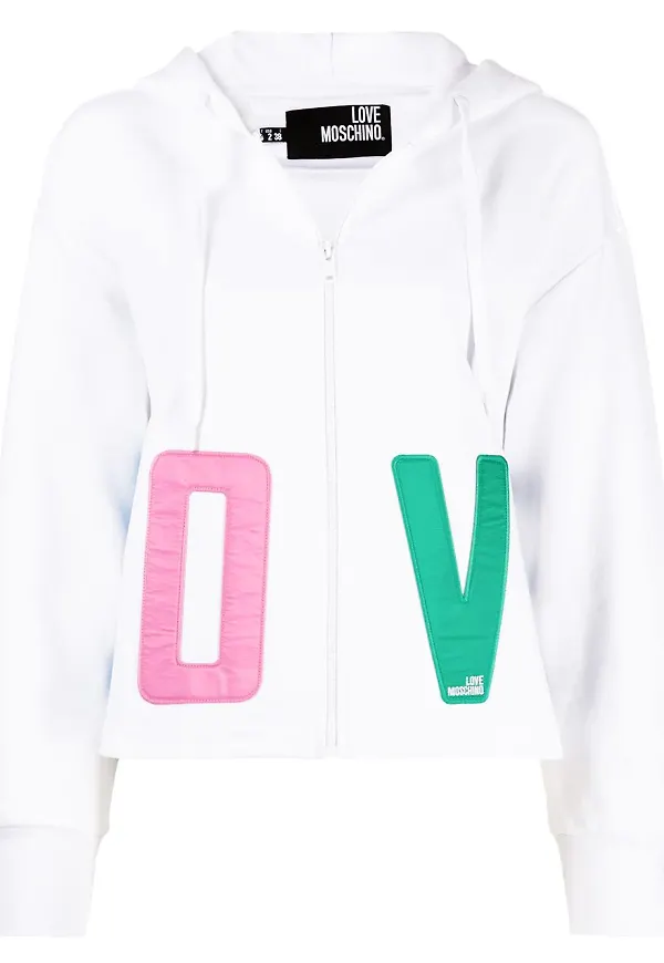 Love Moschino broderad hoodie - Vit