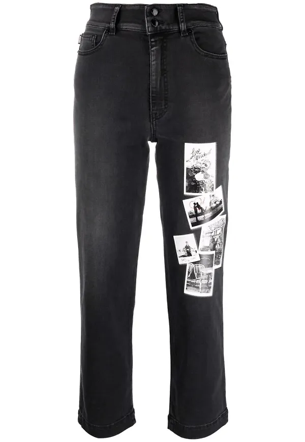 Love Moschino croppade jeans - Svart
