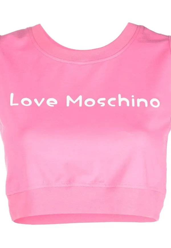 Love Moschino croptop med logotyp - Rosa