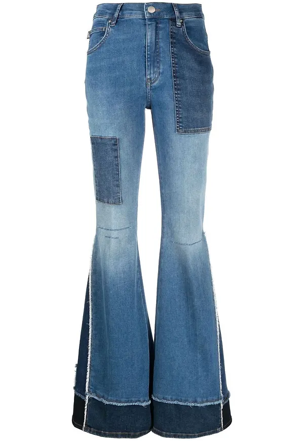Love Moschino flare-jeans med lappdesign - Blå