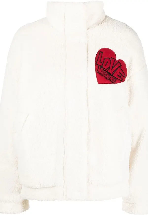 Love Moschino fleecejacka med hjärtmärke - Neutral