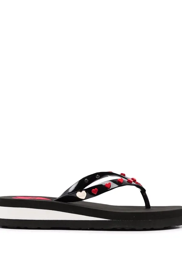 Love Moschino flip-flops med hjärtan - Svart