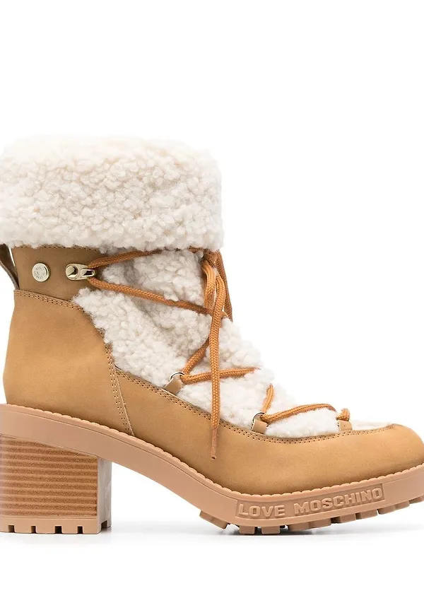Love Moschino fårskinnsstövlar - Neutral
