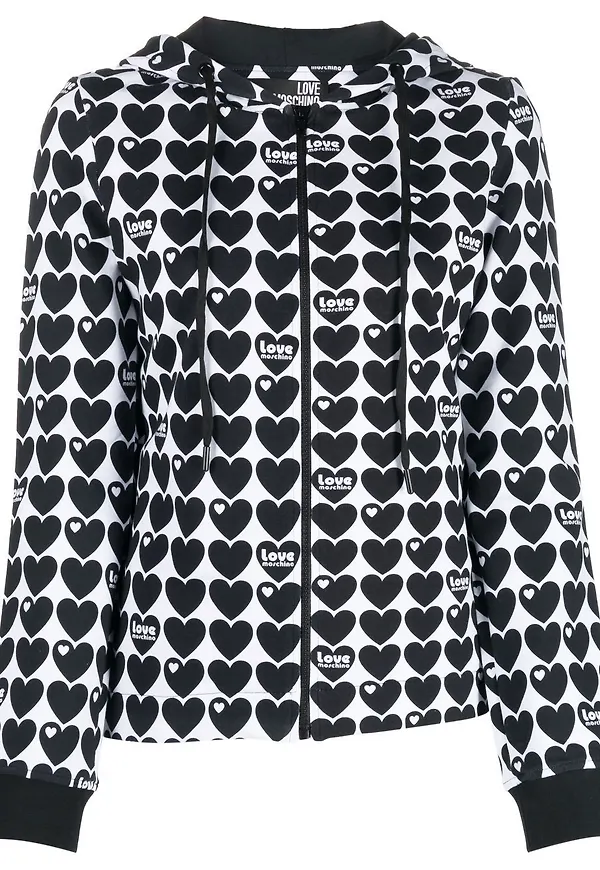 Love Moschino heart-print zip-up hoodie - Vit