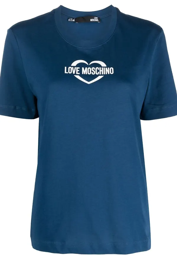 Love Moschino heart logo-print T-shirt - Blå