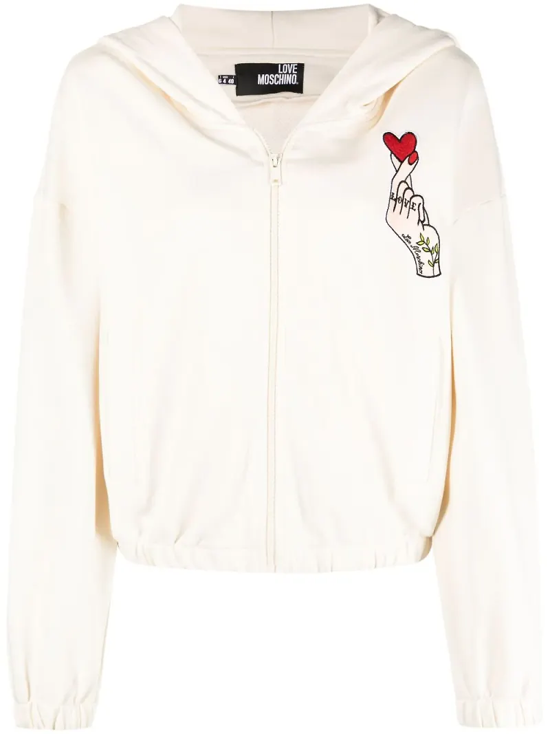 Love Moschino hoodie med dragkedja - Neutral