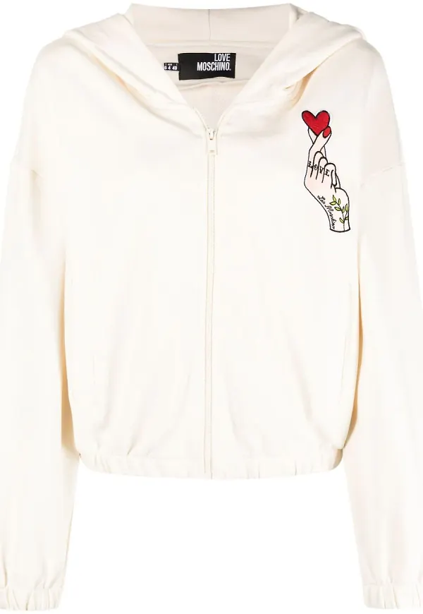 Love Moschino hoodie med dragkedja - Neutral