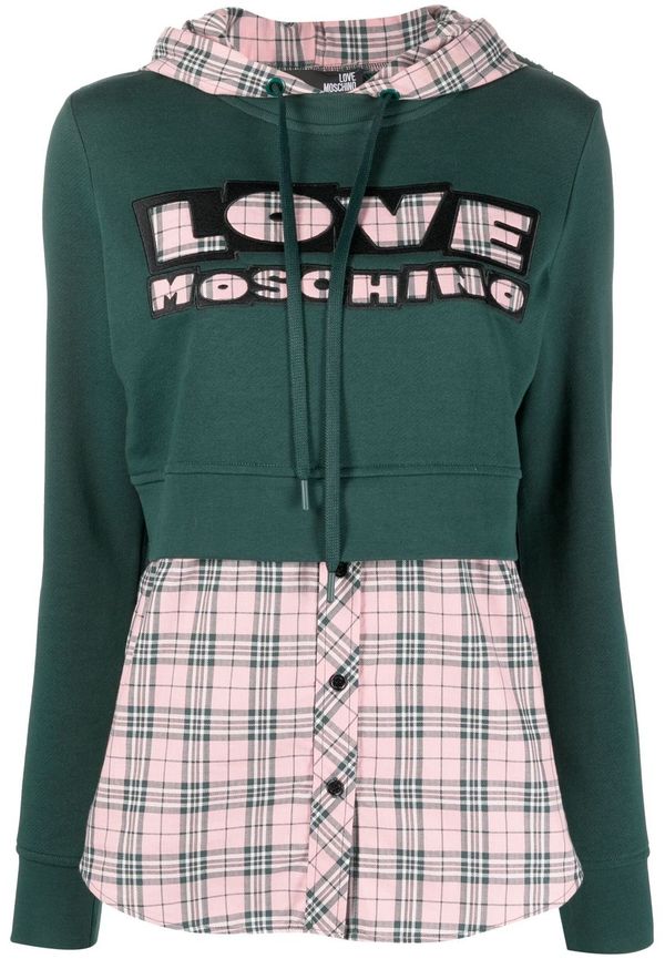Love Moschino hoodie med logotypmärke - Grön