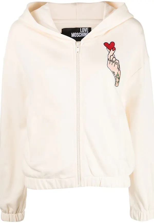 Love Moschino hoodie med märke - Vit