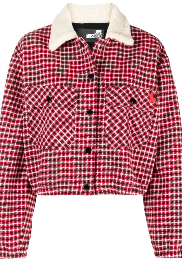 Love Moschino hundtandsmönstrad kort jacka - Röd