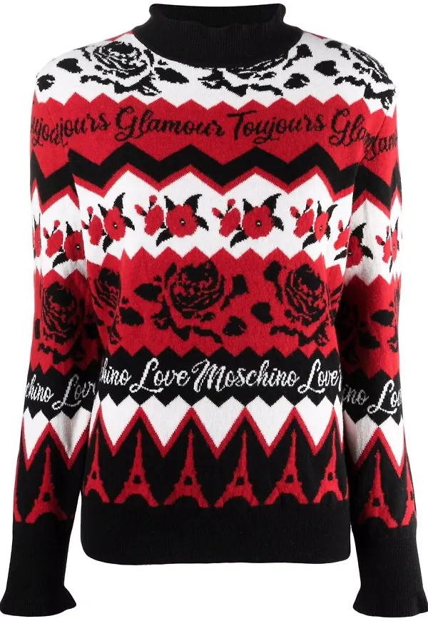 Love Moschino intarsiastickad tröja - Svart