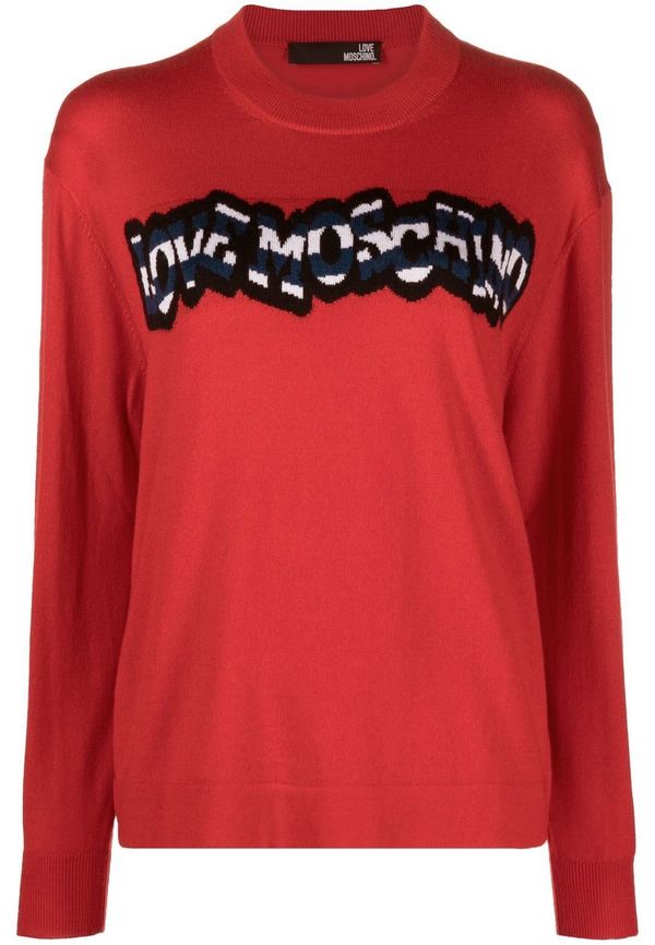 Love Moschino intarsiastickad tröja med logotyp - Röd