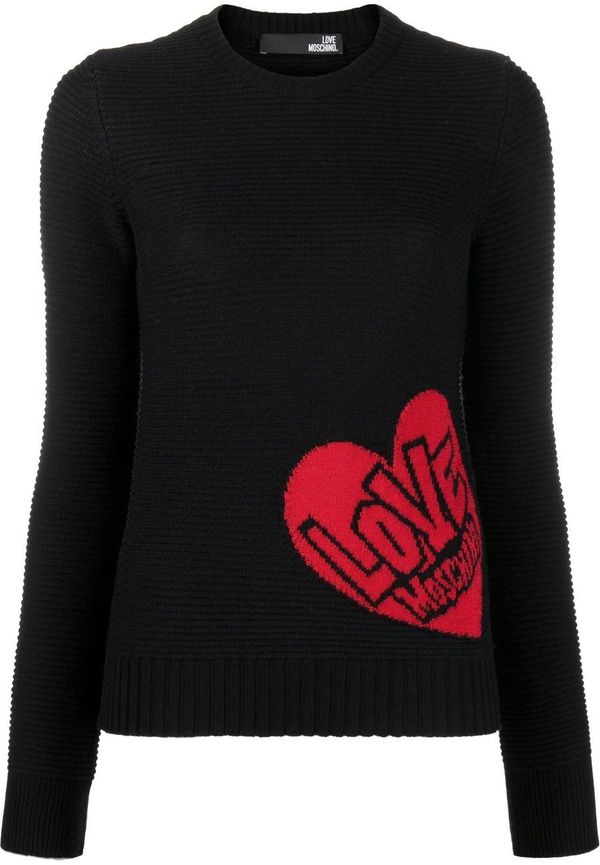 Love Moschino intarsiastickad tröja med logotyp - Svart