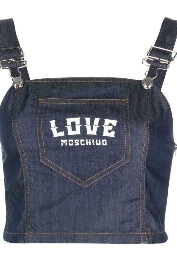 Love Moschino jeanstopp med logotyp - Blå