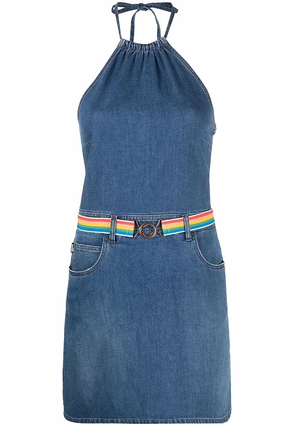 Love Moschino klänning med halterneck och bälte - Blå