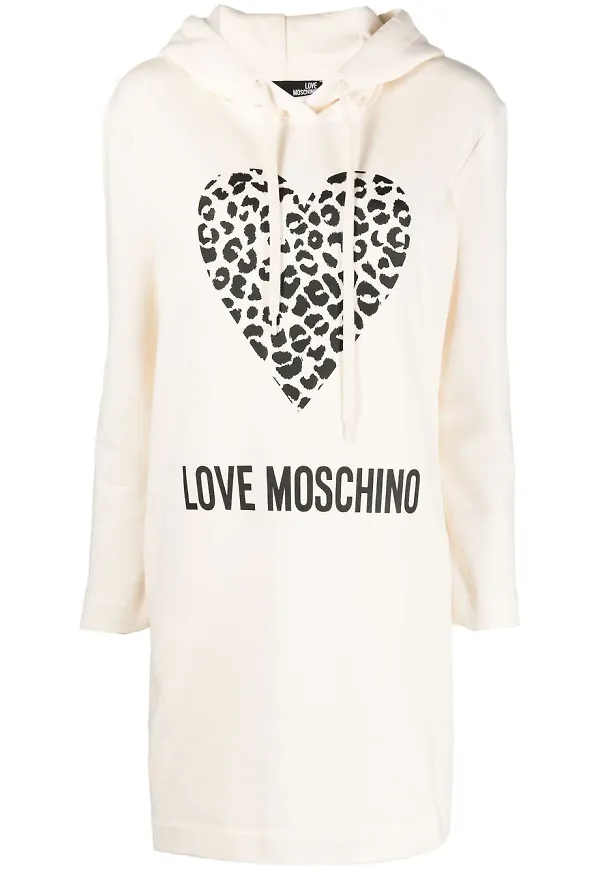 Love Moschino klänning med huva - Neutral