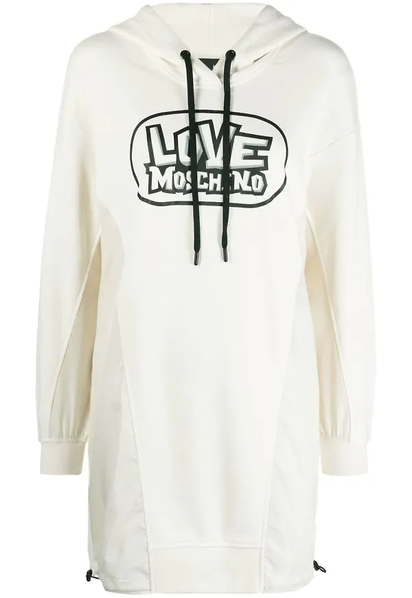Love Moschino klänning med huva - Vit