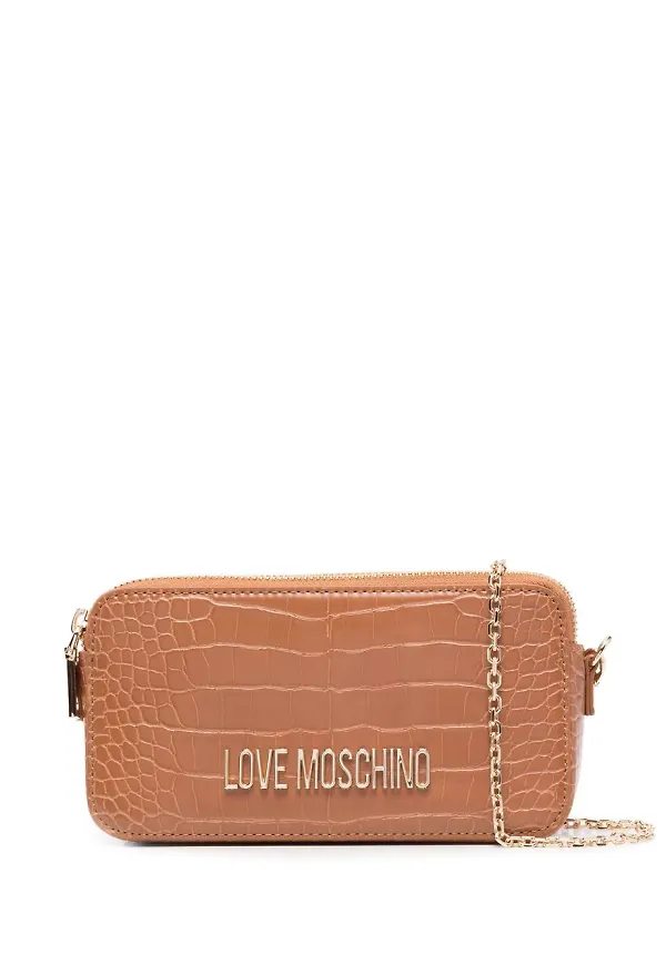 Love Moschino krokodilpräglad axelväska - Brun