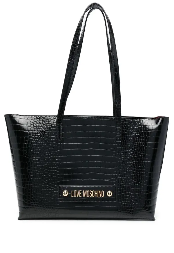 Love Moschino krokodilpräglad totebag - Svart