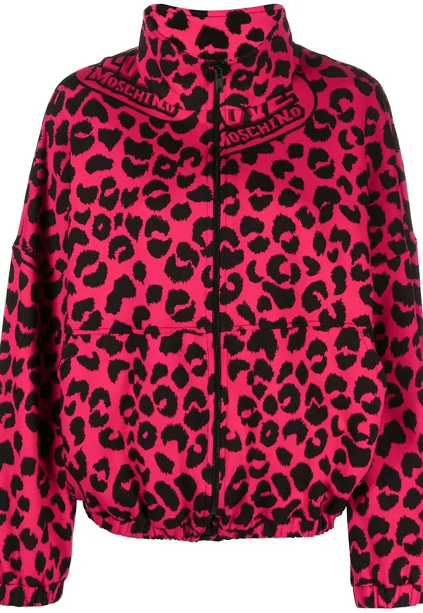 Love Moschino leopardmönstrad träningsjacka - Rosa