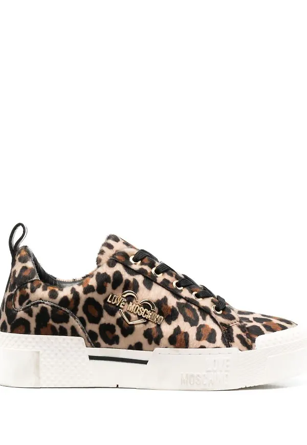 Love Moschino leopardmönstrade låga sneakers - Brun