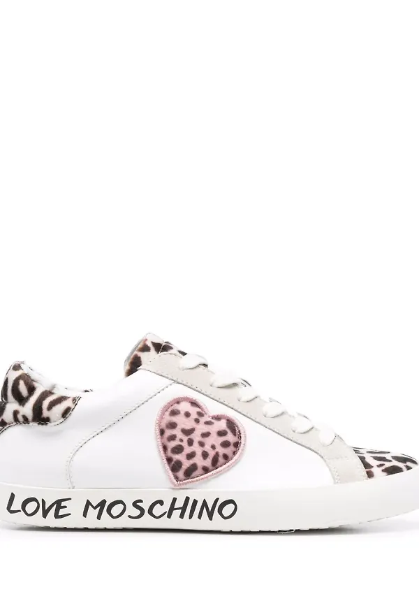 Love Moschino leopardmönstrade träningsskor - Vit