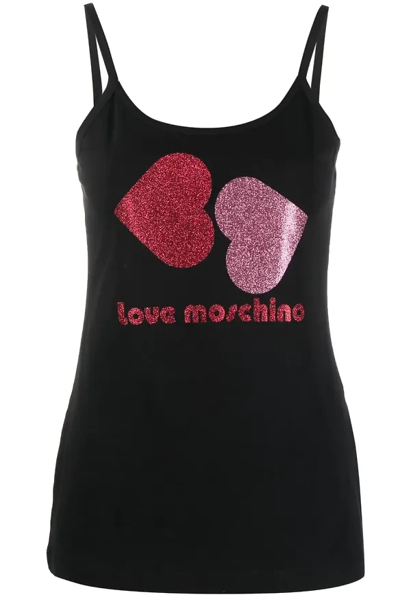 Love Moschino linne med hjärttryck - Svart