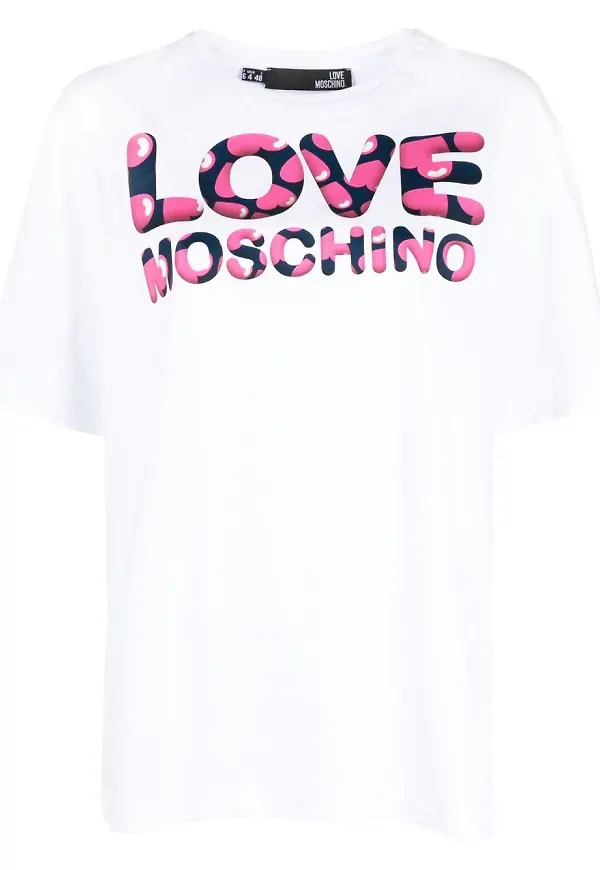 Love Moschino logo-print crew-neck T-shirt - Vit