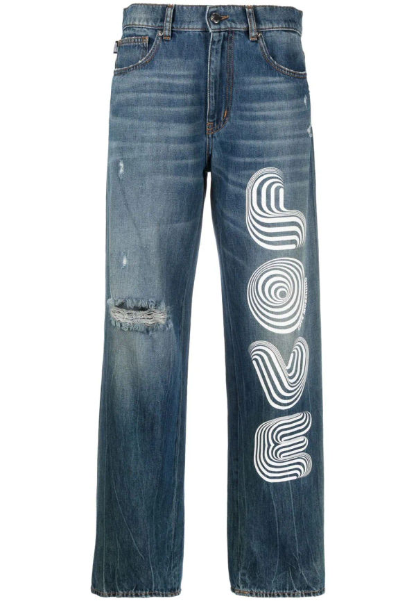 Love Moschino Love vida jeans med tryck - Blå