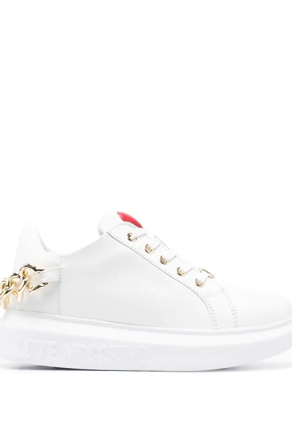 Love Moschino lädersneakers med kedjelänk - Vit