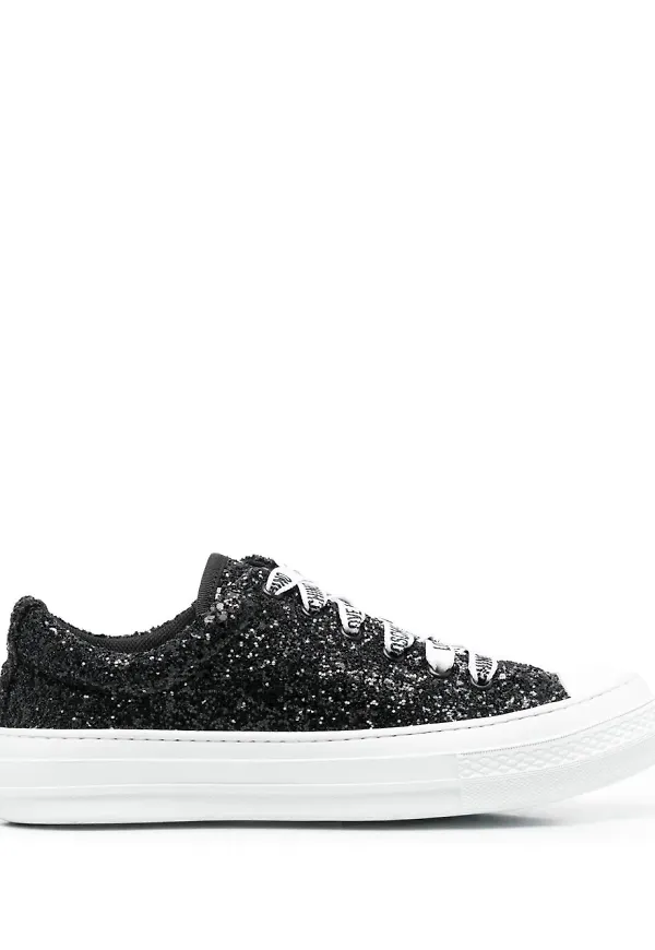 Love Moschino låga glittriga sneakers - Svart
