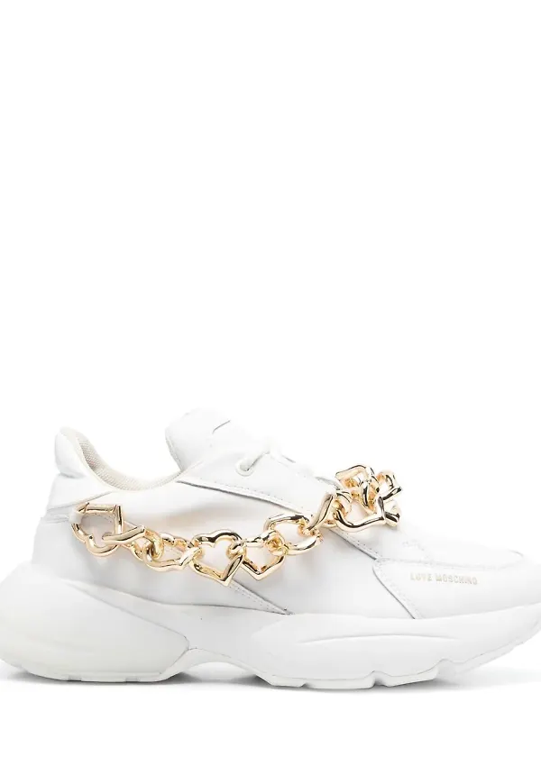Love Moschino låga sneakers med kedjedetalj - Vit