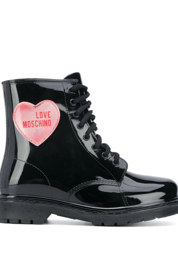 Love Moschino militärkängor med hjärta - Svart