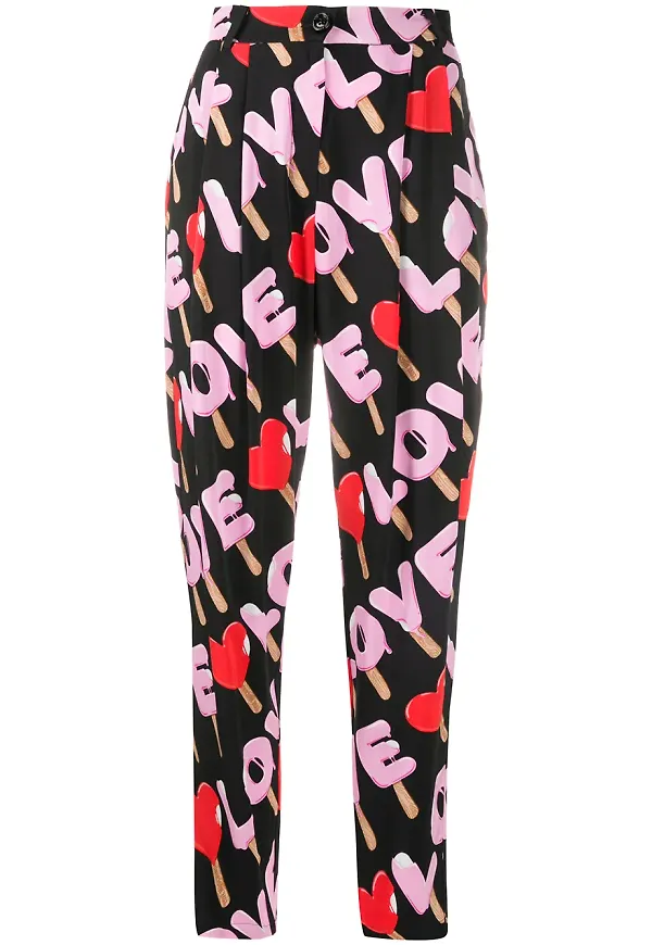 Love Moschino mönstrade skräddade byxor - Svart