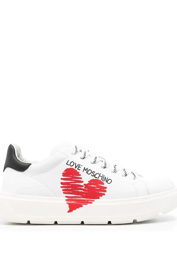 Love Moschino platåsneakers med hjärttryck - Vit